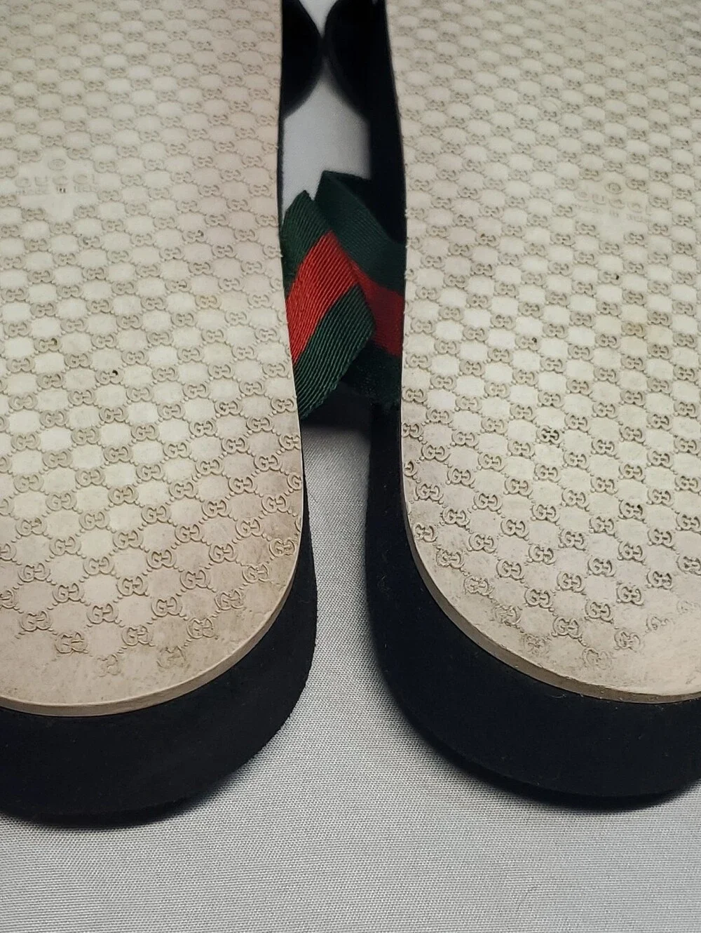 Gucci Black Web Stripe Logo Slide Sandals Slip-On Men's Size 7.5G